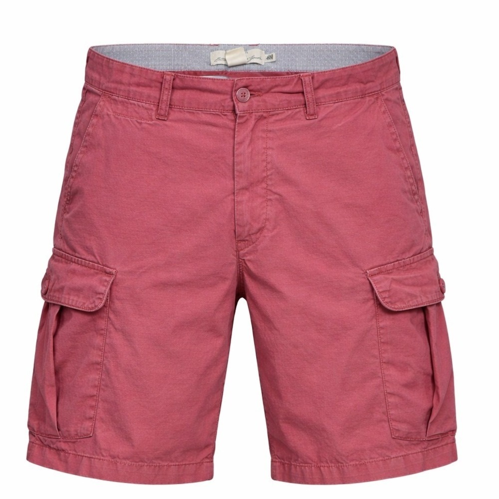 H&M L.O.G.G. Cargo Shorts Mens 34 Red Cotton Button Fly Multi Pocket‎
